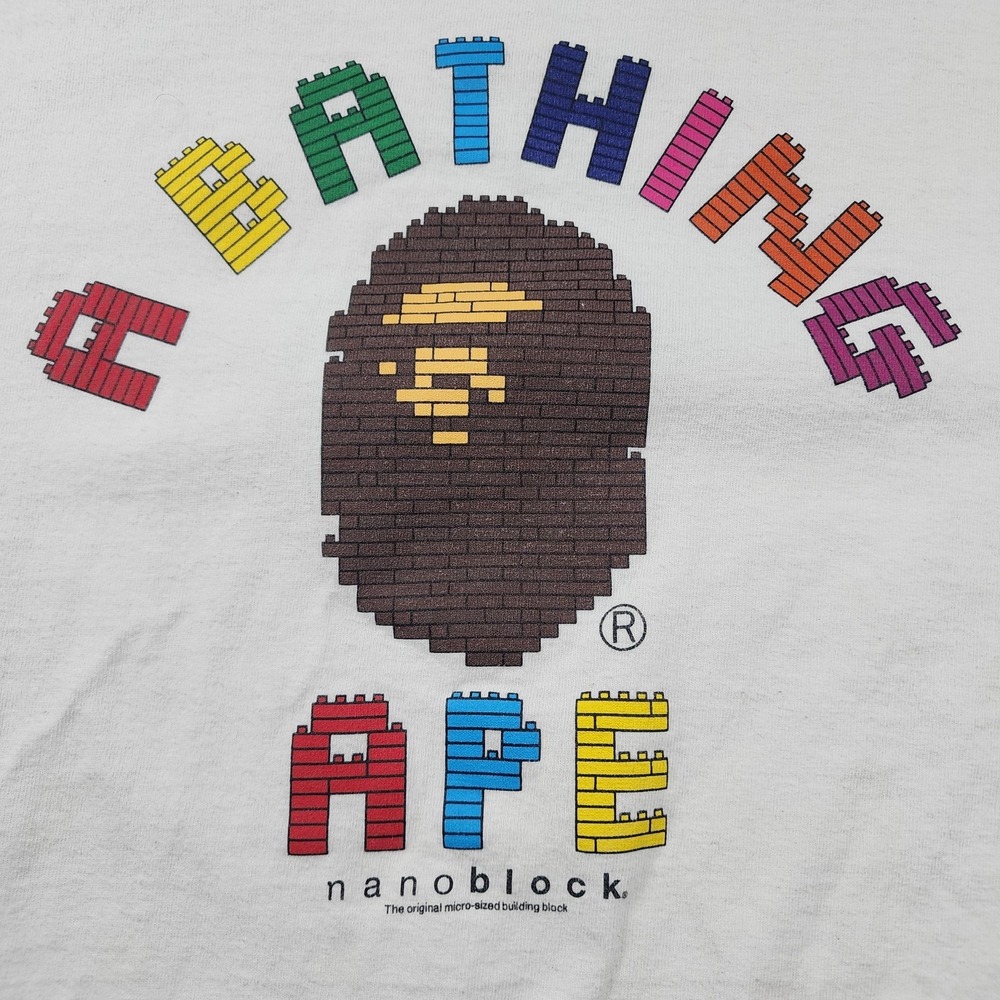 A Bathing Ape Shirt Mens L White Nanoblock Graphic Streetwear Bape Made In Japan - Picture 2 of 16